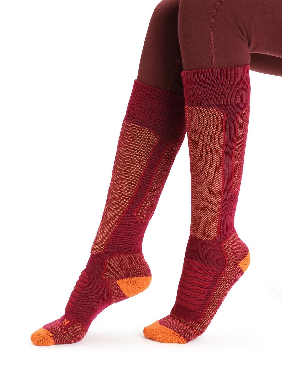 Chaussettes Icebreaker Merino Ski+ Medium Over the Calf Femme Rose | FR 1419QMAZ